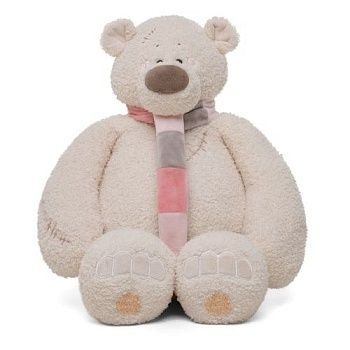 KULT Мягкая игрушка медведь Тато с шарфом, серо-розовый, 37 см (МШТато/38/ср)