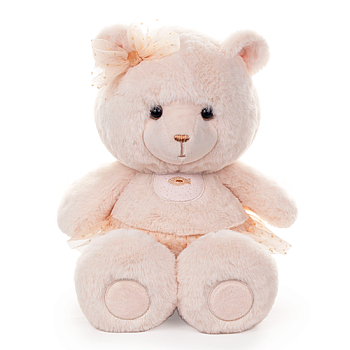 KULT Мягкая игрушка медведь Эльза, в юбке с бантом, персиковый, 25 см (МЭльза/25/124-1)