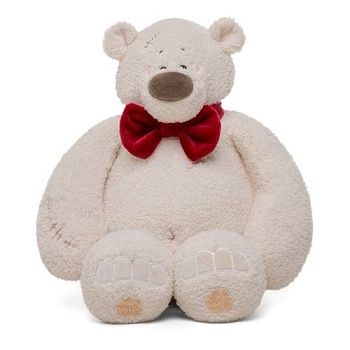 KULT Мягкая игрушка медведь Тато с бантом, бордовый, 37 см (МБТато/38/бр)