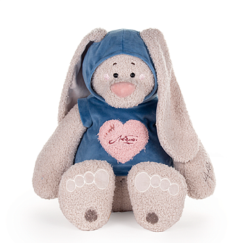 KULT Мягкая игрушка Заяц Вито в кофте т.бирюзовой с сердцем, 37 см (КВито/171-2)