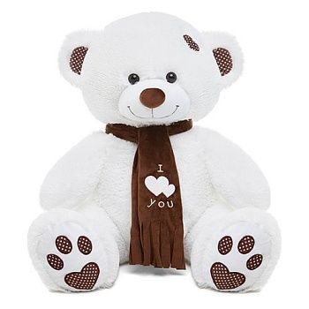 Медведь Тони с шарфом В110 артикул МТШ/60/31, цвет: белый