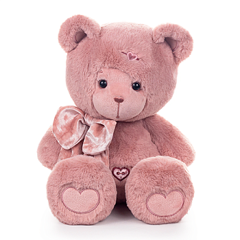 KULT Мягкая игрушка медведь Ляля, с бантом, пудровый, 25 см (МЛяля/25/131-3)