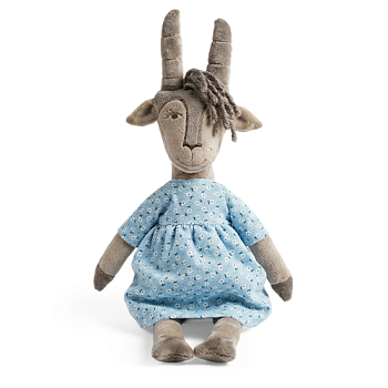 KULT Символ года 2027 Мягкая игрушка Коза Ася в платье голубом в цветочек, 24 см (КА/24/3)