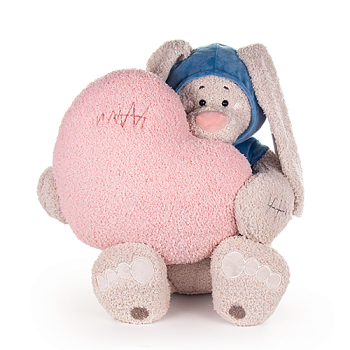 KULT Мягкая игрушка Заяц Вито в т.бирюзовой кофте, с сердцем подушкой пудр., 37 см (СПКВито/15/15)