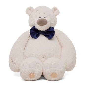 KULT Мягкая игрушка медведь Тато с бантом, синий, 37 см (МБТато/38/сн)