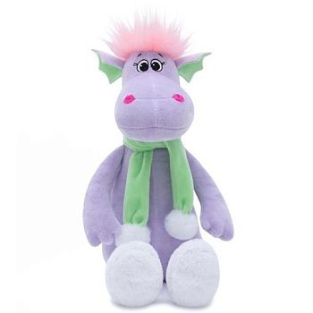 KULT Символ года 2024 Мягкая игрушка Дракончик Лола, сиреневый, шарф с помпоном, 25см (304/25/шр)