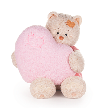 KULT Мягкая игрушка Кошка Мэри в пудровом платье, с сердцем подушкой розовой, 37 см (СППМэри/9/9)