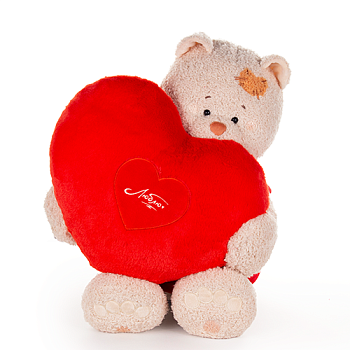 KULT Мягкая игрушка Кошка Мэри в красном платье, с сердцем подушкой алой 37 см (СППМэри/11/11)