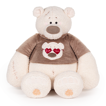 KULT Мягкая игрушка медведь Тато, в серо-бежевой майке, 37 см (ММТато/38/сбеж)